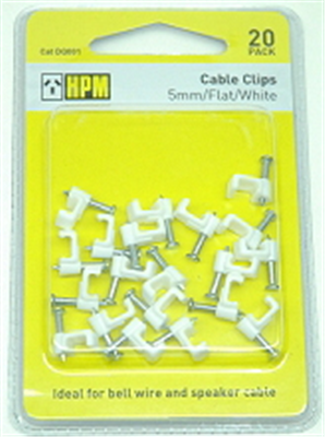 CABLE CLIP 15MM FLAT WHITE PKT 20 DQ011 HPM